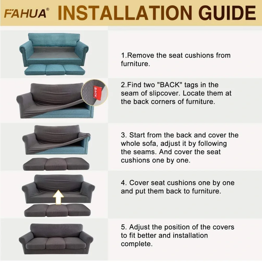 NWT Fahua Sofa Slipcover Brown